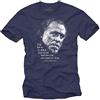 MAKAYA Magliettea Uomo Maniche Corte - Charles Bukowski - Cotone Blu Tumblr con Frasi Divertenti M
