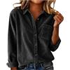 GMQWRK Camicia di velluto a coste per donna UK elegante casual ampia camicia abbottonata con colletto e tasca polsini abbottonati top a maniche lunghe autunno inverno primavera da donna con colletto