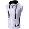 YCUEUST Felpa Uomo Senza Maniche con Cappuccio Canotte Sportive Bodybuilding Casual Contrasto Bianco M