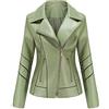 KHIRVWL Giacca di Pelle Donna Corta Elegante Giacca Similpelle Donna Giubbino Giacche Ecopelle Giacca Biker Jacket Faux Leather Jacket Giacca Bikers Finta Pelle Sintetica Coat Giacca con Cerniera