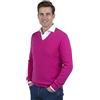 Marenza Scollo V Uomo Manica Lunga Misto Cashmere Seta Made in Italy (L, Fucsia)