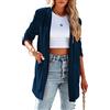 Onsoyours Blazer da Donna in Velluto a Maniche Lunghe Risvolto Giacca da Ufficio Aperta Davanti Cardigan Cappotti Casual Blazer in Velluto B Blu Navy XL