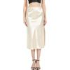 BALAYSIER Gonna in Raso da Donna con Spacco Laterale Gonna Midi Cintura Elastica Nascosta(Beige,M)