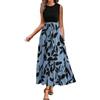 shownicer Vestito Donna Elegante Abito Cerimonia Vestito Lungo Estivi Maniche Corte Vestiti Curvy B Blu XXL