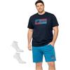 LOTTO homewear Completo Sportivo Uomo Cotone T-Shirt + Pantaloncino + Calzini in OMAGGIO Pigiama Corto Estivo Uomo leggero M L XL 3XL 4XL 5XL Calibrato Taglie Maxi (BLU 202, 4XL)