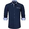 Enlision Camicia Uomo Manica Lunga Regular Fit 4XL, Camicia Blu Scuro Elegante con Tessuto Antirughe No Stiro, Abbigliamento Formale Business Casual per Ufficio Matrimonio Cerimonia
