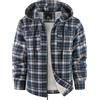 SwissWell Camicia Boscaiolo Uomo Giacca Flanella a Quadri Spessi Fodera di Peluche Felpa Cappuccio Foderata Casual Uomo Felpa con Cappuccio in pile Giacca Invernale con Tasca(Nero Blu Scuro-L)