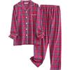 Zanisouta Pigiama da donna lungo natalizio a quadri, set di biancheria da notte con tasca, a maniche lunghe, con bottoni, pigiama, coppie, flanella, tasche morbide, termiche, invernali, loungewear, O