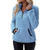 ticticlily Felpa Donna con Zip Felpe in Pile Peluche Sherpa Teddy Pullover Top Termico Senza Cappuccio Casuale Sweatshirt Maglione Invernale Autunnale A Blu XL