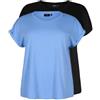 Zizzi Maglietta da donna, taglie grandi, in cotone, con scollo rotondo, taglia 42-60, Della R. Blue/Black, 52/54