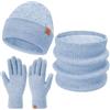 Bequemer Laden Donna Uomo Invernale Termici Cappello Sciarpa Touch Screen Guanti Set con Fodera in Pile, Invernali Berretto in Maglia Scaldacollo Regalo