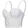 Woboren Reggiseno da donna clubwear party punk gotico corsetto punk corsetto push-up con strass diamante (bianca, XS)