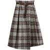 Generisch Gonna lunga da donna, elegante, invernale, a quadri, calda, in lana, a vita alta, a carreaux, per l'autunno, con vita elastica, midi, vintage, a linea A, a pieghe, plissettata, tartan, a campana, O