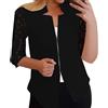 VaiKanhai Donna Traspirante Cappotto Donna Tinta Unita Pizzo Manica Corta Sciolto Casual Tuta Giacca 1803, Nero , S
