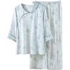 Generico Pigiama Pinocchietto Donna Cotone Set di Pigiami da Donna in Cotone in con Maniche A Nove Minuti E Cardigan Completo da Casa Pigiami Due Pezzi Uomo Set Pigiama Blue XL