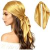 MESU Grande sciarpa quadrata 88,9 cm foulard per capelli da donna bandana sciarpa di seta, Oro, Etichettalia unica