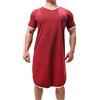 YUFEIDA Pigiama da uomo in cotone, camicia da notte, vestaglia, vestibilità larga, Rosso, M