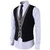 STTLZMC Gilet Uomo Slim Fit Elegante Casual Smanicato Scollo a V Panciotto Matrimonio Corpetto 2in1 Blazer(Niente Camicia),Nero,Small