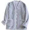 GMQWRK Giacca da letto da donna in morbido pile felpato, con tasche, casual, ampia, con bottoni, per inverno, primavera, calda, camicia da notte per anziani, madri, casa, abbigliamento da salotto, Blu