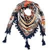 Nuofengkudu Sciarpe Cotone Donna Eleganti Floreale Stampa Bohemien Etniche Stile Grande Vintage Piazza Scialli Foulard con Fiocco Scarfs 110 * 110CM X-Colore 3