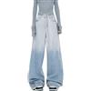ticticlily Baggy Jeans Donna Y2k Gamba Larga Jeans Gotico Baggy Denim Pantaloni a Vita Alta Punk Sciolti Pantaloni Diritti e Ragazza Streetwear T19 Azzurro L