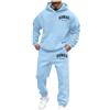 Generisch Tuta pantaloni da uomo blu autunno e inverno moda uomo donna casual con stampa lettere a maniche lunghe sport felpa set zaino