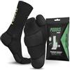 PODOKS H5 - Calze running compressione uomo e donna - Calzini biomeccanici con cuscinetti protettivi - Calzini fascite plantare - (IT, Testo, M, Regular, Tall, Nero)