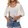 GRACE KARIN Cardigan Corto da Donna con Scollo a Vin Pizzo Patchwork Maniche a 3/4
