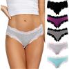 COMSOFT Intimo di Cotone Mutandine da Donna Slip a Vita Bassa in Morbido Pizzo Confezione Multipla