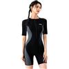 BEACHKINI Costume da Bagno Intero da Donna a Maniche Corte, Modello Sportivo Fino alle Ginocchia,Grau Schwarz,XXL