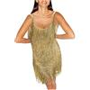 Generic Abito da donna anni '20, Gatsby anni '20, con frange, oro e argento, abito corto Charleston, senza spalline, frange, carnevale, gold, M