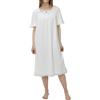 OCCIENTEC Camicia da Notte Donna in Cotone Estate Manica Corta Vintage Camicia da Notte Lunga con Pizzo Bianco,M