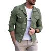 Oanviso Giacca a Camicia da Uomo Tinta Unita Manica Lunga Jacket in Denim Vintage Classica Revers Cowboy Giubbotto da Mezza Stagione con Bottone e Tasche Casual Outwear A Verde L