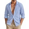 HISDERN Camicia Casual da Uomo a Maniche Lunghe in Puro Cotone S-4XL