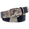 ESPERANTO Cintura pitone e cuoio fodera vera pelle Nabuk, uomo donna 4 cm fibbia nichel free anallergica accorciabile 4 cm