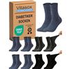 Vitasox 31120-22 calzini da uomo extra larghi in cotone, calzini sanitari sensibili completamente privi di gomma e di cuciture, pacco da 8, nero antracite e denim, 39/42