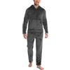 Lovasy Pigiama Pile Uomo Caldo con Cappuccio Pigiami Due Pezzi Invernale | Comodo Pigiama Lungo Completo Casual per Casa con Tasche S-XXL