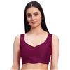 Parvdi - Camicetta da donna, indiana, etnica, pronta, con sari, senza maniche, crop top, con scollo a cuore, per abbigliamento da festa, vino, Large