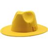 SRTUMEY Cappelli Fedora da donna e uomo, tinta unita, a tesa larga, stile Panama, per donne e uomini, stile jazz, da uomo, giallo, M