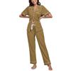 COLORFULLEAF 100% cotone, pigiama da donna, con bottoni, pigiama, set da 2 pezzi, a maniche corte, pantaloni lunghi