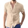 OBiQuzz Camicia in lino, da uomo, a maniche corte, da spiaggia, colore verde, per il tempo libero, da uomo, casual, estiva, leggera, per autunno e inverno, da uomo, a maniche lunghe, vestibilità normale, per