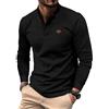 Oanviso Polo Camicia Uomo Slim Fit Manica Lunga Maglia Waffle Felpata Lavoro T Shirt Invernale Caldo Maglione Sportivo Elegante Felpa Confort Maglietta con Bottoni Pullover Nero L