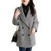 LIUYUYOUGO Cappotto Donna Invernale Cappotto In Lana Pied De Poule Con Revers A Lancia Da Donna Autunno Inverno Vintage Doppiopetto Elegante Da Ufficio In Misto Lana Ampio E Caldo A Quadri Nero Xs