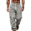 Oanviso Pantaloni in Velluto a Coste da Uomo Baggy Cargo Pantalonis della Tuta Casual Elasticizzati in Vita Dritti Sport Pants da Corsa A Grigio Chiaro XXL