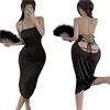 SINROYEE Mini abito da donna con scollo a V profondo e schiena scoperta, per feste, serate, sexy, da discoteca