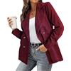 YAOTT Blazer Doppiopetto da Donna in Velluto a Coste Autunno Inverno Moda Casual Giacca Velluto a Coste Tinta Unita Maniche Lunghe Giacca da Abito Risvolto Giacca Cardigan Vintage da Donna Colore A M