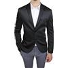 Evoga Giacca Uomo Sartoriale Elegante Blazer con Pochette da Taschino (L, Raso Nera Lucida)