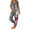 ORANDESIGNE Salopette Larghe da Donna Senza Maniche Boho Tuta Bretelle Pantaloni Estivi a Fiori retrò Salopette in Denim Pantaloni Lunghi a Gamba Larga Pantaloni con Bretelle