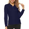 MoFiz Polo Donna Manica Lunga Poloshirt Lavoro Camicia Sportiva Golf Top con Bottoni