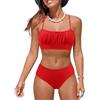 Rayson Costumi da Bagno per Donna a Due Pezzi Ruched Bandeau Bikini Set Regolabile Tracolla Costumi Donna Imbottito Push Up Bikini Top Sgambata a Vita Alta Fondo Beachwear Swimwear